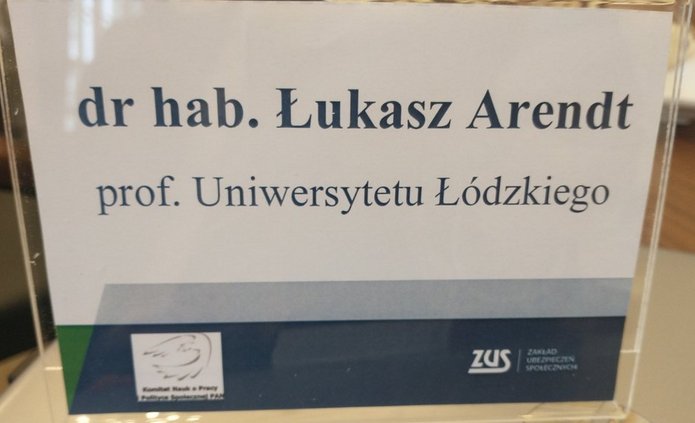 plakietka dr hab. Łukasz Arendt, prof. UŁ